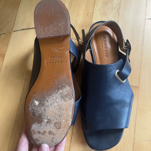 Clergerie Navy Slingback Sandals - Picture 3 of 4